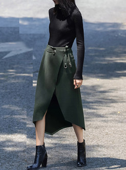 Stylish Asymmetric Vintage High-Waist Skirt