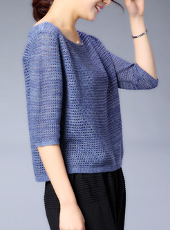 Brief Loose O-neck Hollow Out Sweater