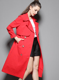 Turn Down Collar Double-Breasted Slim Stylish Trench Coat