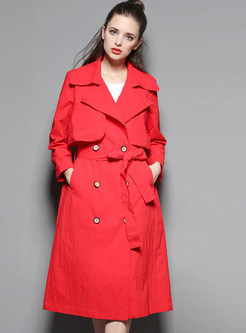 Turn Down Collar Double-Breasted Slim Stylish Trench Coat
