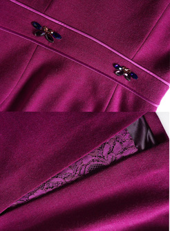Purple Brief Split-front Skinny Dress