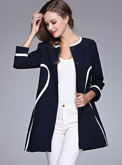Casual O-neck Hit Color Coat