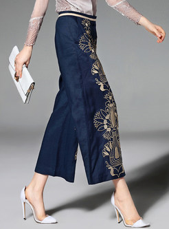 Oversize Embroidery Wide Leg Pants