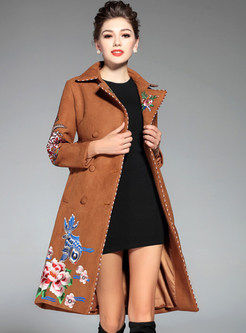 Long Sleeve Belted Suede Trench Coat