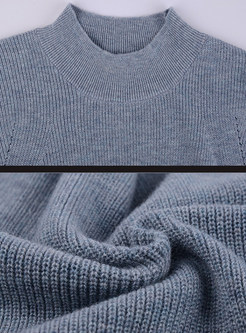 Casual Stand Collar Loose Wool Sweater