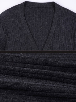 Cardigan Split Loose Casual Wool Knit Coat