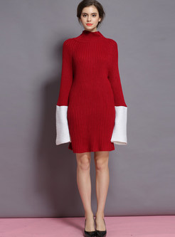 Chic Hit Color Stitching Knitted Dress