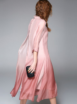 Elegant Silk Pure Color Shift Dress
