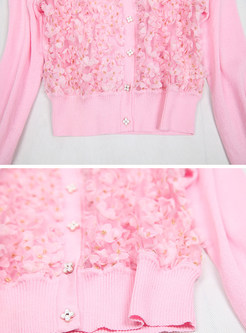 Flowers Patch Hollow Out Sweater