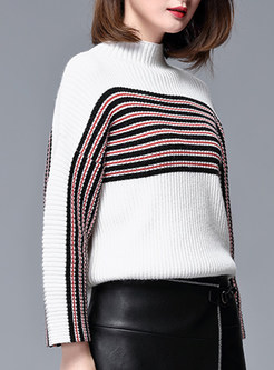 Fashion Stripe Bat Sleeve Sweater