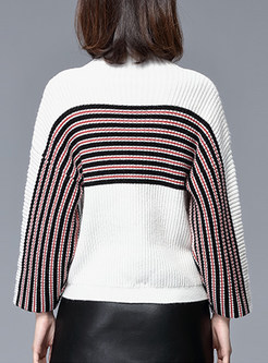 Fashion Stripe Bat Sleeve Sweater