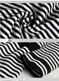 Nipped Waist Black & White Stripe Mermaid Bodycon Dress