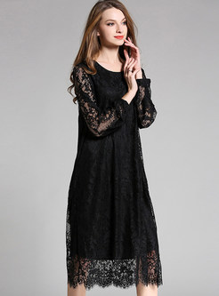 Dresses | Shift Dresses | Oversize Hollow Out Lace Embroidery Shift Dress
