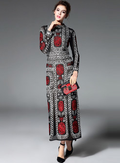 Oversize Hollow Out Embroidery Maxi Dress