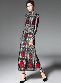 Oversize Hollow Out Embroidery Maxi Dress