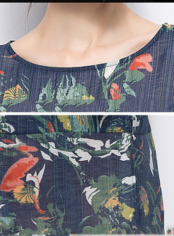 Short Sleeve Floral Print Shift Dress