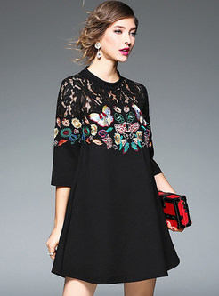 Hollow Embroidery Lace A-Line Sexy Shift Dress