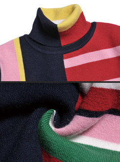 Turtle Neck Multi Color Casual Thick Sweater