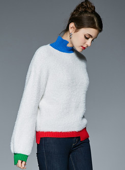 Asymmetric Collar Patch Brief Stylish Sweater