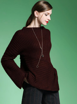 O-Neck Asymmetric Loose Patch Pullover Sweater