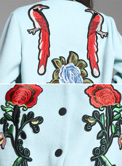 Stylish Floral Embroidery Patch Baseball Jacket