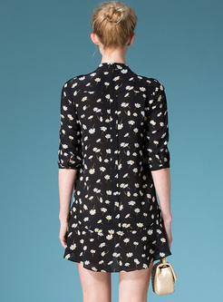 Long Single-breasted Flower Print Blouse