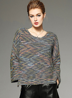 Loose Asymmetric Hem Pullover Sweater