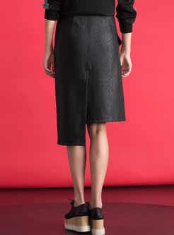 Stylish Asymmetric Slit Patchwork Skirt