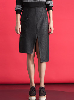 Stylish Asymmetric Slit Patchwork Skirt