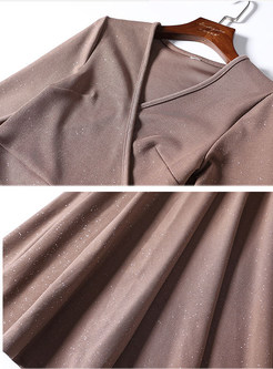Elegant V-neck Tops & A-line Skirt Suits