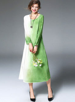 Elegant Loose Hit Color Maxi Dress