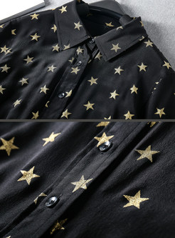 Star Pattern Silk Vintage Brief Blouse