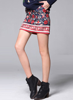 Fashionable Floral Print Short Skirt