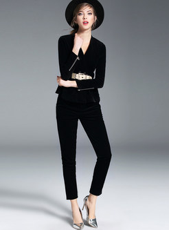 Work V-neck Slim Two-piece Outfits
