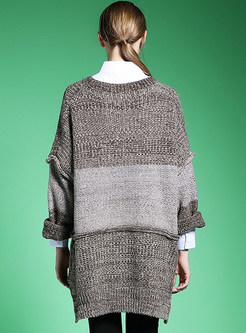 Loose Patch Pullover Thick O-Neck Sweater