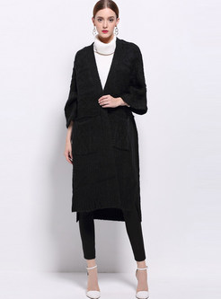 Brief Loose Slit Cardigan Knitted Coat 