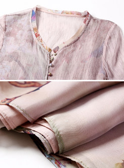 Fake Two Piece Vintage Asymmetric Print Silk Shift Dress