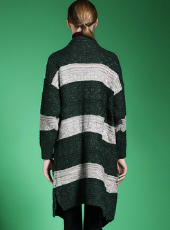 Striped Cardigan Stylish Long Brief Sweater 