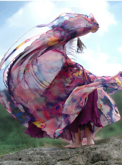 BOHO Floral Print Layered A-line Skirt