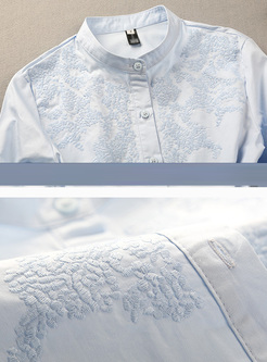 Elegant Single-breasted Embroidery Blouse