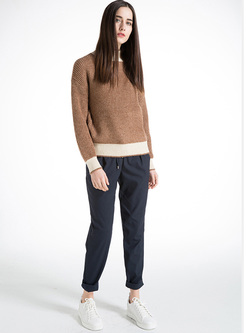 Loose Color-blocked Pullover Knitted Sweater