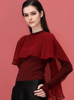 Fashion Stitching Pure Color Sweater