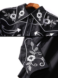 High-end Slim Embroidery Lapel Blouse