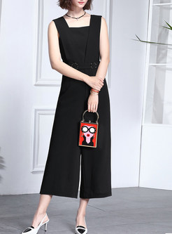 Brief Work Loose Pure Color Jumpsuit