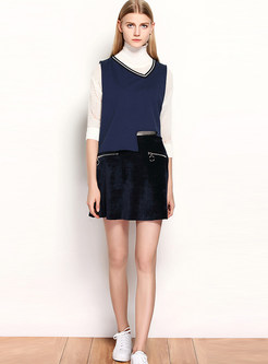 Stylish A-line High Waist Zipper Skirt