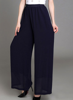 Loose High-Waist Solid Color Casual Pants