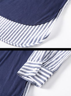 Casual Stripe Sleeve Straight T-shirt