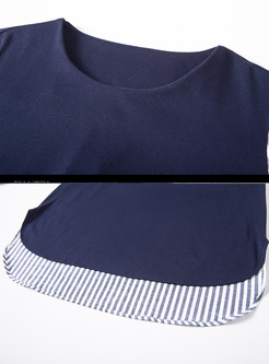 Casual Stripe Sleeve Straight T-shirt