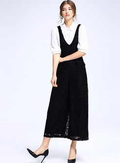 Casual Hollow Out Lace Pants