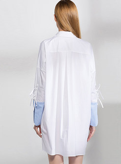 Brief Loose Asymmetric Patchwork 100% Cotton Shift Dress